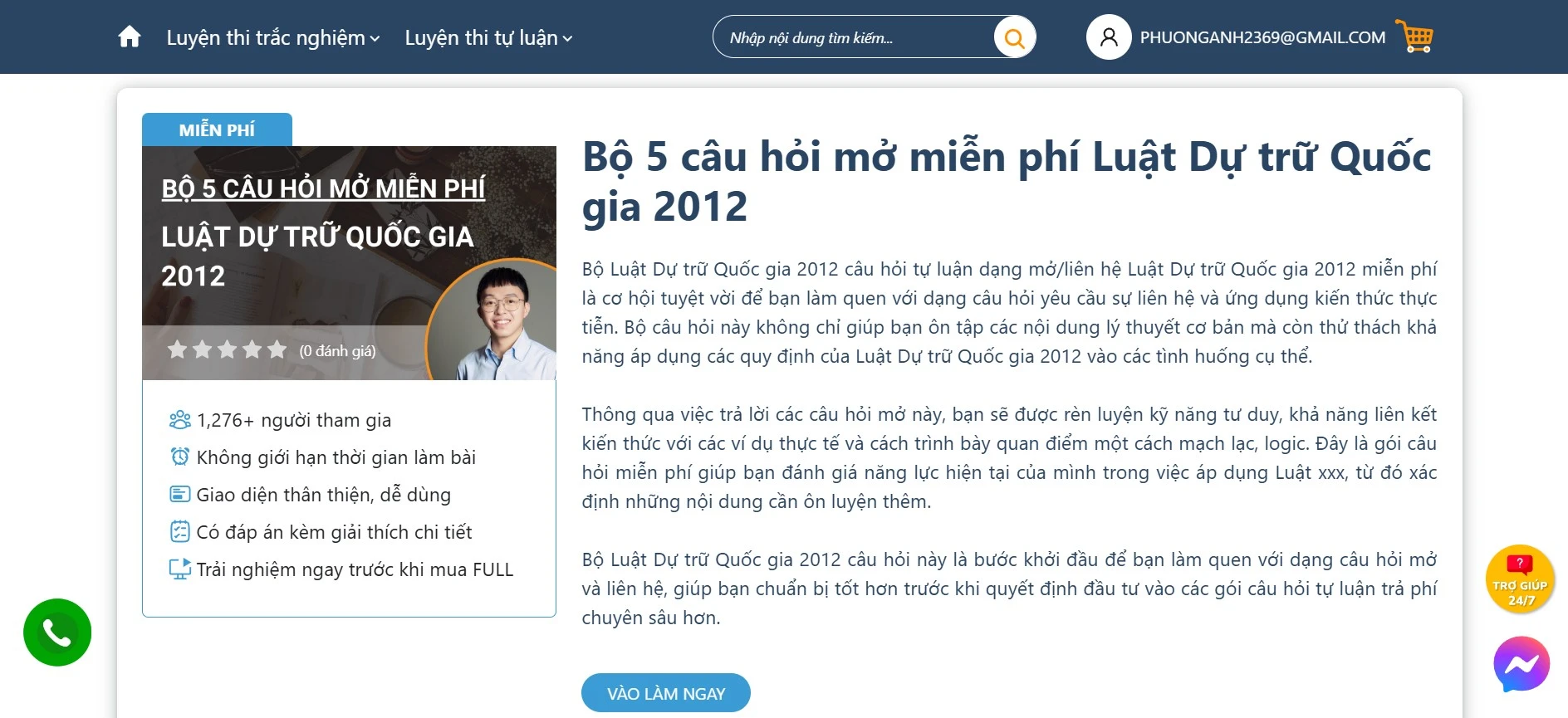    Tận dụng Bộ 5 câu hỏi mở miễn phí để chinh phục Luật Dự trữ Quốc gia 2012