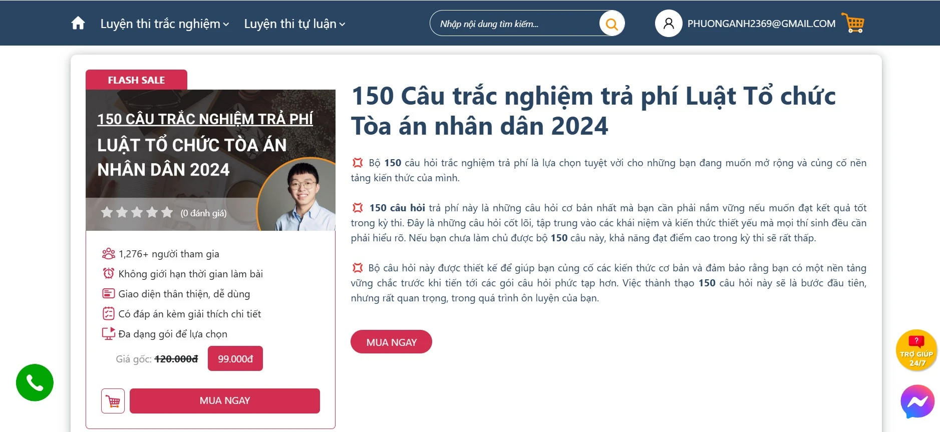    Gói 150 câu trắc nghiệm trả phí Luật Tổ chức Tòa án nhân dân 2024 giúp bạn ôn luyện toàn diện
